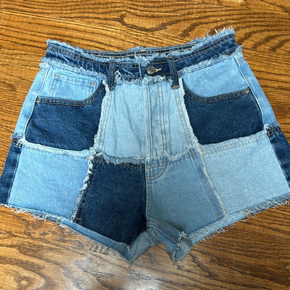 Wild fable highest rise cutoff patchwork jean shorts - Size 4